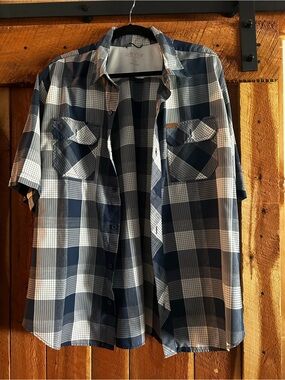 Orvis Men's Short-Sleeve Plaid Button-Up Shirt - Navy/White